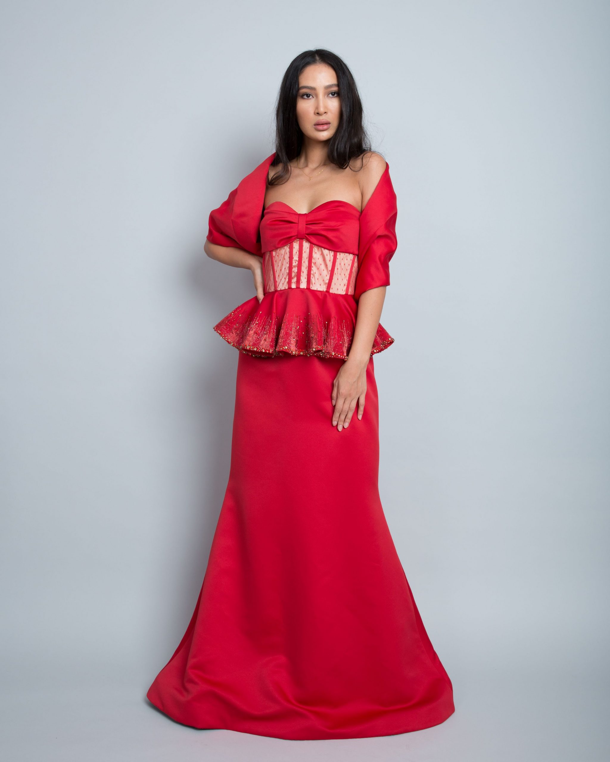 FARAH LONG DRESS WITH | La Boutique Blanche